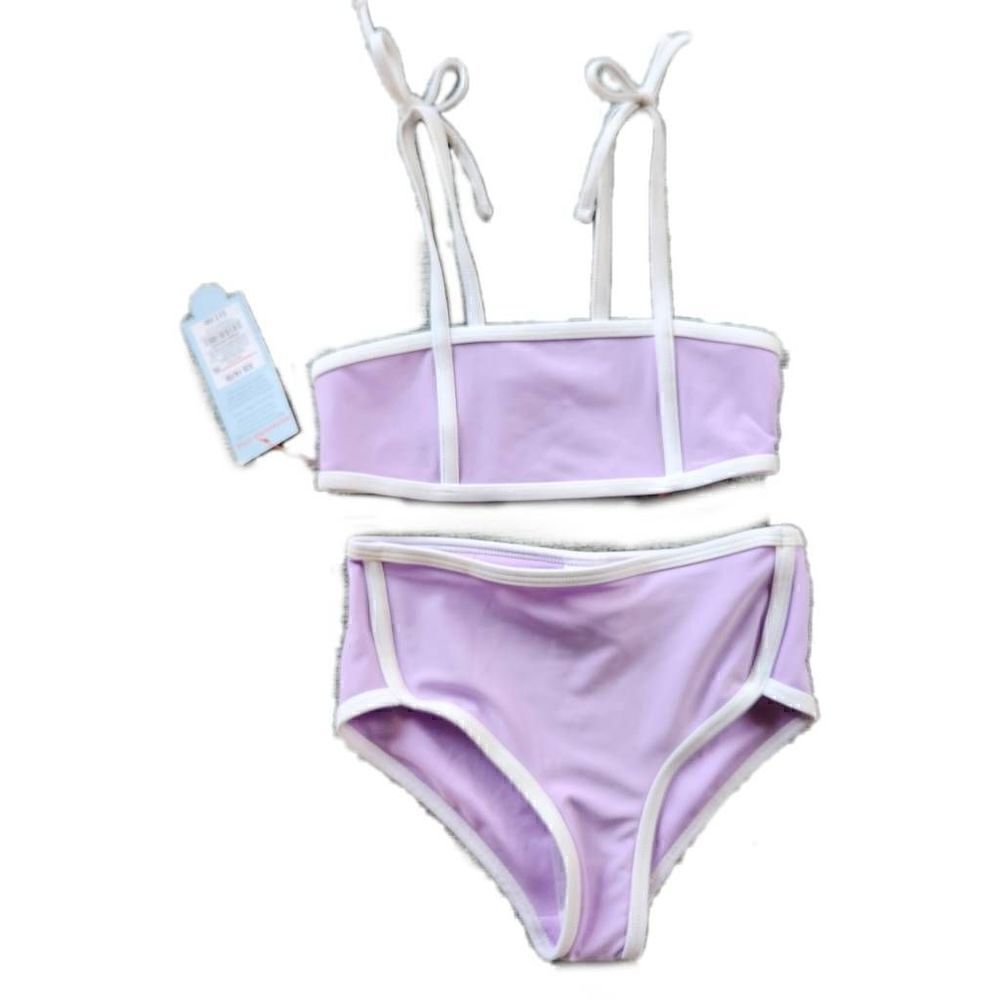 Cat & Jack girls XS 4-5 lavender purple 2 piece swimsuit high rise swimming suit